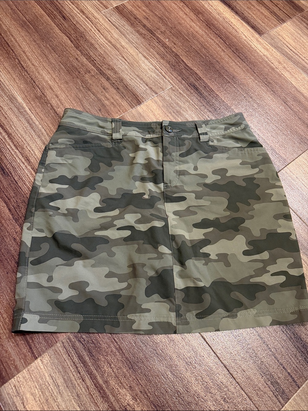 Eddie Bauer Camo Mini Skirt in Olive and Dark Green